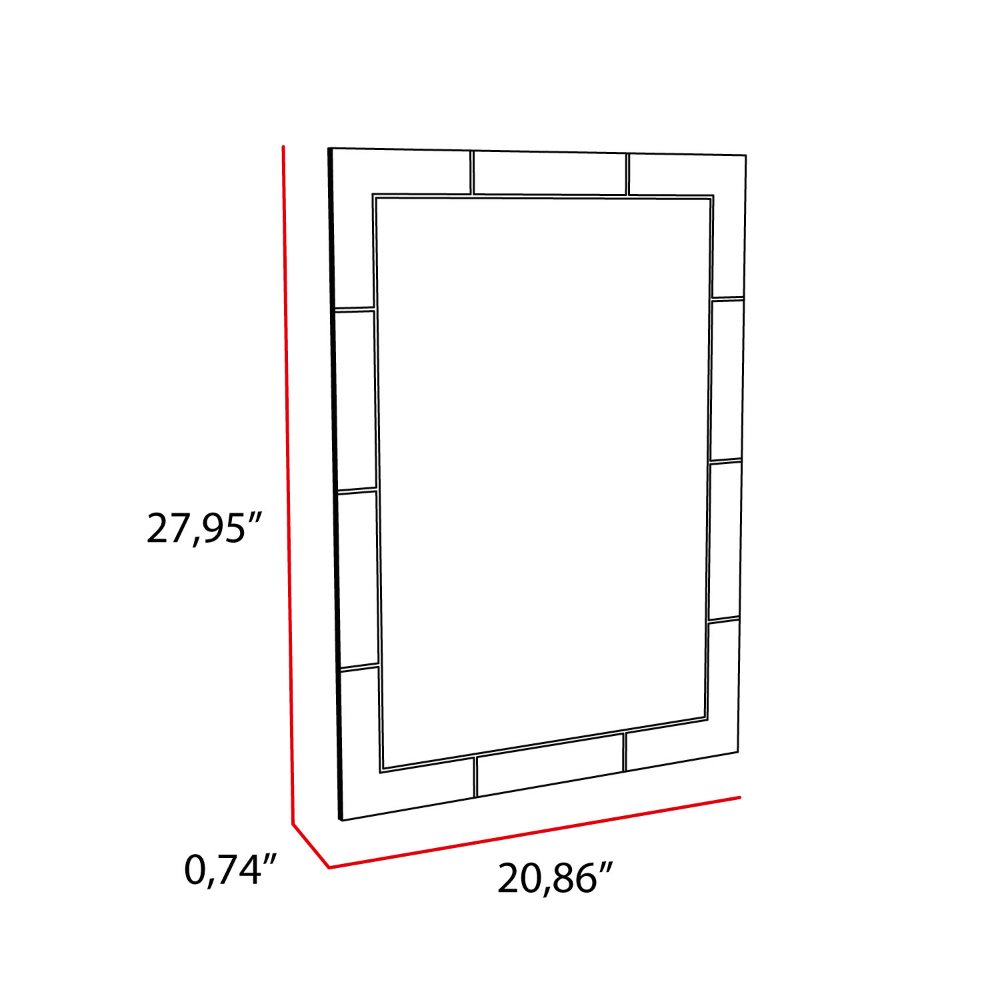 Mirror Turin, Framed Rectangle Mirror With Grid