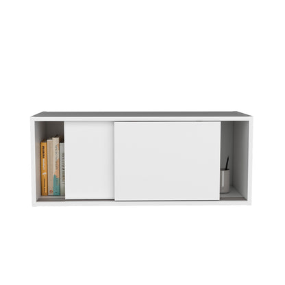 Note 32"W x 13" H Wall Cabinet  with Sliding Doors , Wall Shelf, Storage Cabinet, Bedroom, Office, Living Room, Garage