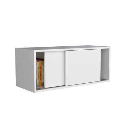 Note 32"W x 13" H Wall Cabinet  with Sliding Doors , Wall Shelf, Storage Cabinet, Bedroom, Office, Living Room, Garage