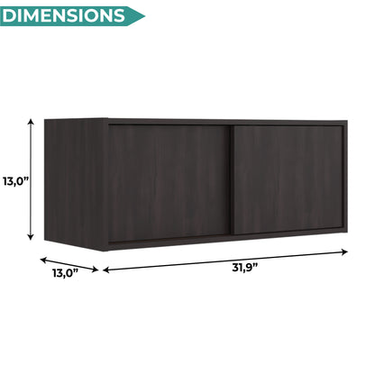 Note 32-Inch Wide Wall Storage Cabinet with Sliding Doors, Compact Wall-Mounted Storage Option for Bedroom, Office, Living Room or Garage Organization