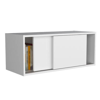 Note 32-Inch Wide Wall Storage Cabinet with Sliding Doors, Compact Wall-Mounted Storage Option for Bedroom, Office, Living Room or Garage Organization