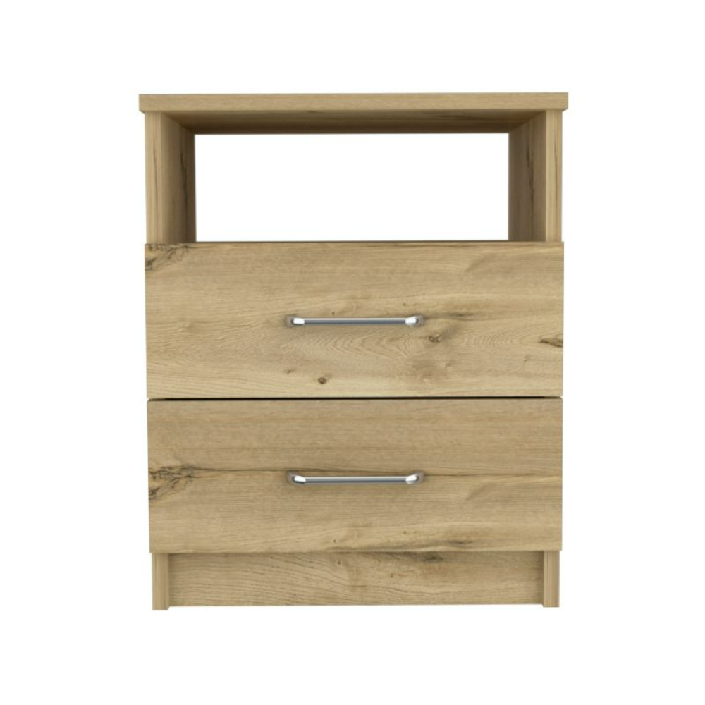 Napoles Nightstand, Superior Top, Two Drawers, One Shelf