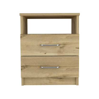 Napoles Nightstand, Superior Top, Two Drawers, One Shelf