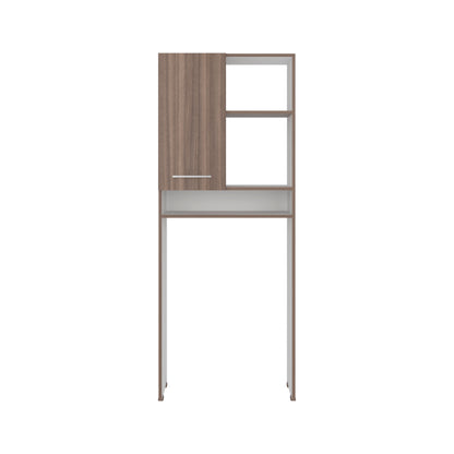 Over-the-Toilet Bathroom Storage Cabinet with One Door Cabinet and 3 Open Display Shelves