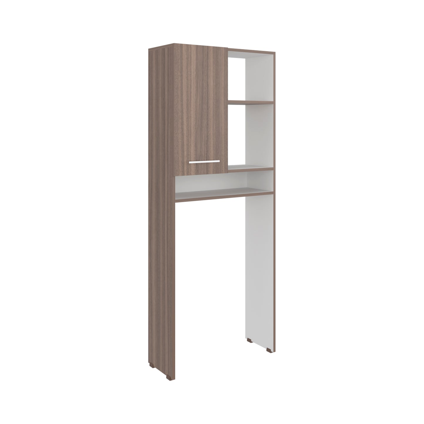 Over-the-Toilet Bathroom Storage Cabinet with One Door Cabinet and 3 Open Display Shelves