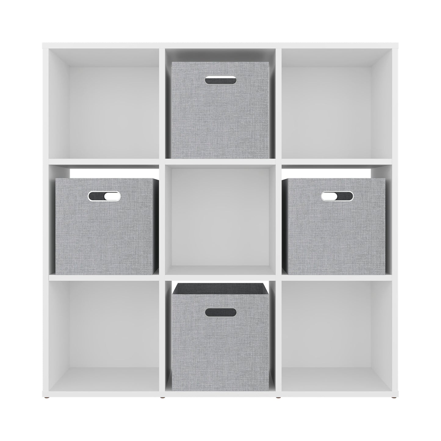Lena 9-Cube Storage Organizer Bookcase with Display Shelves and 4 Cloth Boxes, for Living Room, Office & Bedroom