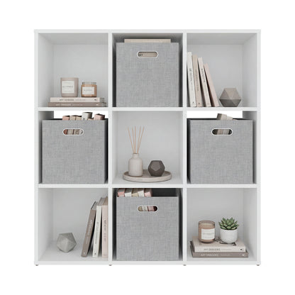 Lena 9-Cube Storage Organizer Bookcase with Display Shelves and 4 Cloth Boxes, for Living Room, Office & Bedroom