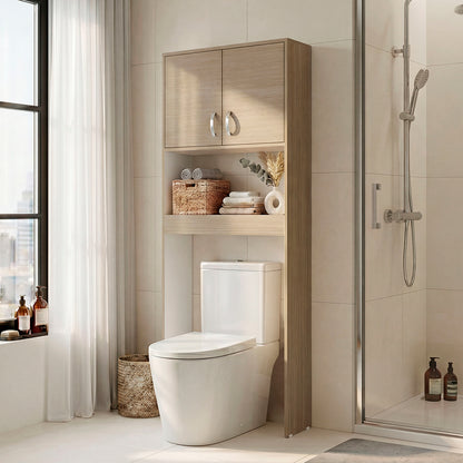 Optimizer Over-the-Toilet Bathroom Cabinet with 2-Door Compartment with 2 Interior Shelves and One Display Shelf