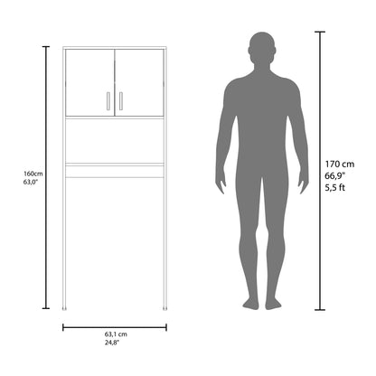 Optimizer Over-the-Toilet Bathroom Cabinet with 2-Door Compartment with 2 Interior Shelves and One Display Shelf