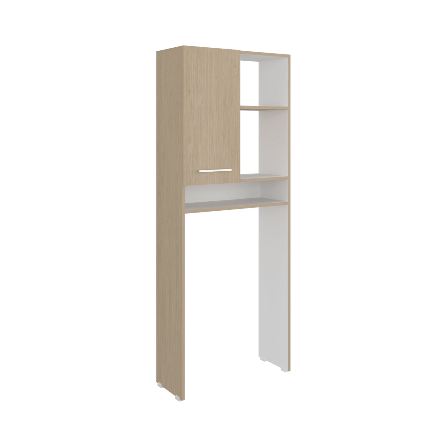 Over-the-Toilet Bathroom Storage Cabinet with One Door Cabinet and 3 Open Display Shelves