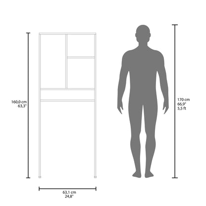 Over-the-Toilet Bathroom Storage Cabinet with One Door Cabinet and 3 Open Display Shelves