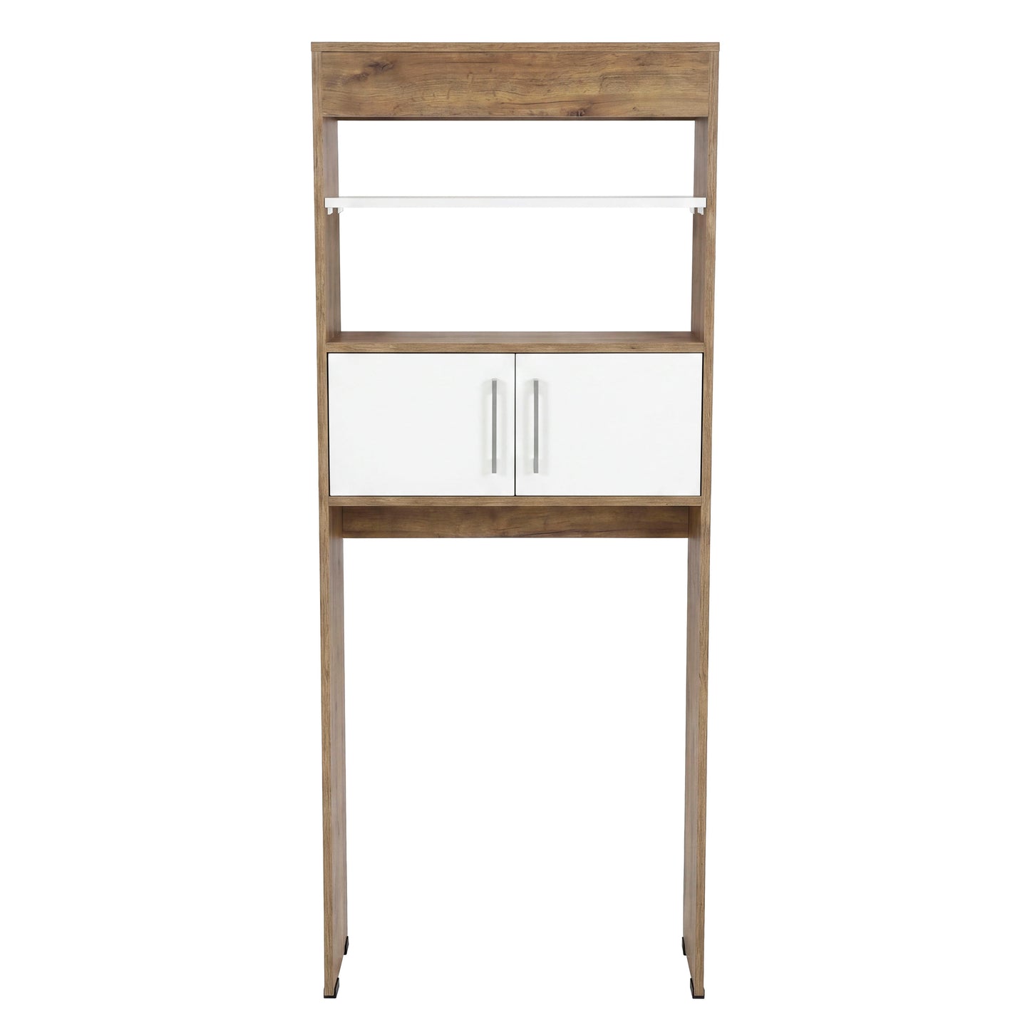 Over-the Toilet Compact Bathroom Cabinet with 2 Open Display Shelves and 2-Door Cabinet