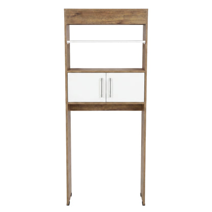 Over-the Toilet Compact Bathroom Cabinet with 2 Open Display Shelves and 2-Door Cabinet