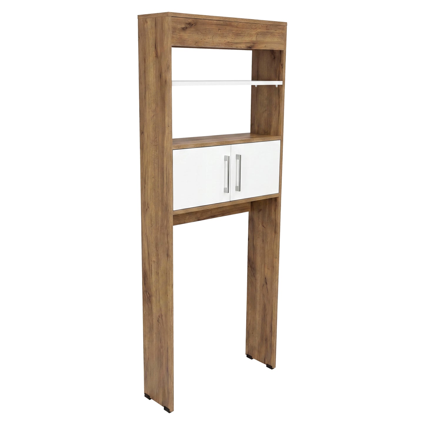 Over-the Toilet Compact Bathroom Cabinet with 2 Open Display Shelves and 2-Door Cabinet