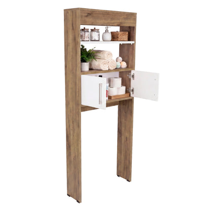Over-the Toilet Compact Bathroom Cabinet with 2 Open Display Shelves and 2-Door Cabinet