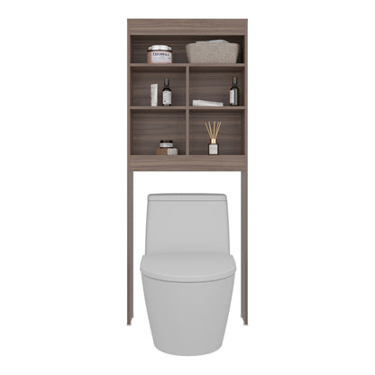 WC Over-the-Toilet Bathroom Storage Cabinet With 5 Open Display Shelves and Toilet Surround, Bathroom Storage, Avellana