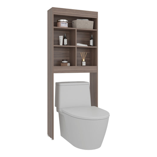 WC Over-the-Toilet Bathroom Storage Cabinet With 5 Open Display Shelves and Toilet Surround, Bathroom Storage, Avellana