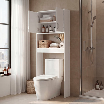 Optimizer Over-the-Toilet Bathroom Cabinet with 2-Door Compartment with 2 Interior Shelves and One Display Shelf