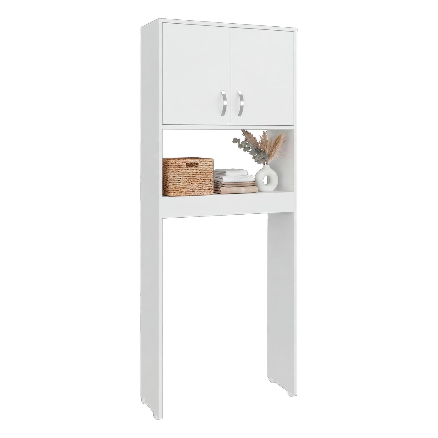 Optimizer Over-the-Toilet Bathroom Cabinet with 2-Door Compartment with 2 Interior Shelves and One Display Shelf