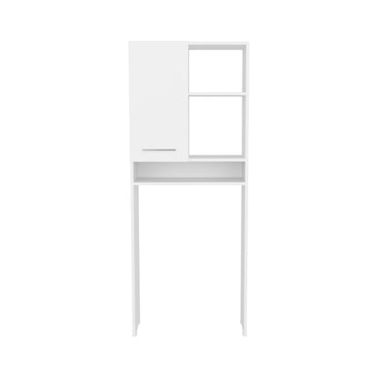 Over-the-Toilet Bathroom Storage Cabinet with One Door Cabinet and 3 Open Display Shelves