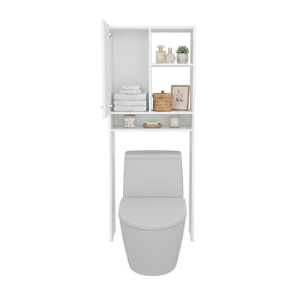 Over-the-Toilet Bathroom Storage Cabinet with One Door Cabinet and 3 Open Display Shelves