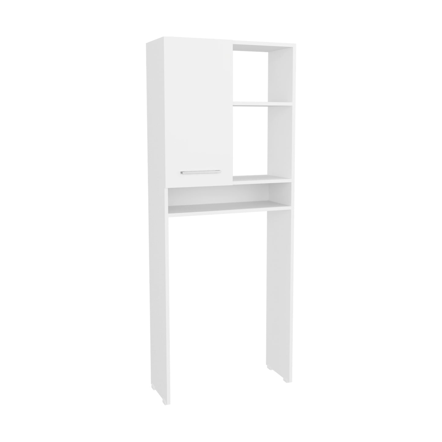 Over-the-Toilet Bathroom Storage Cabinet with One Door Cabinet and 3 Open Display Shelves
