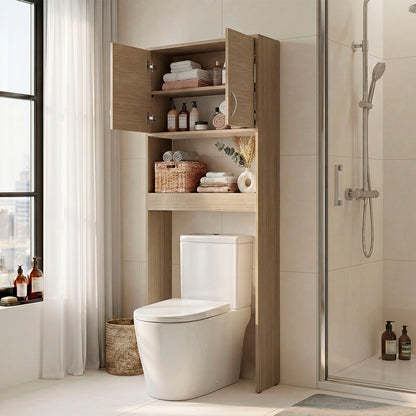 Optimizer Over-the-Toilet Bathroom Cabinet with 2-Door Compartment with 2 Interior Shelves and One Display Shelf