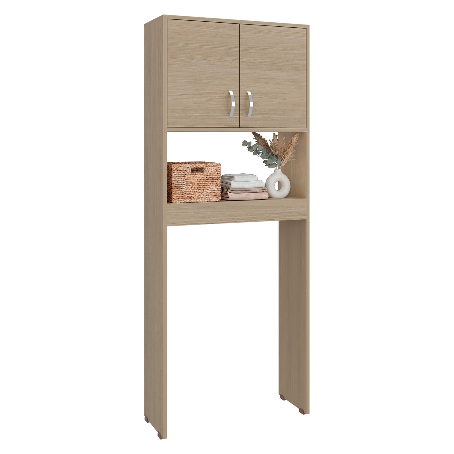 Optimizer Over-the-Toilet Bathroom Cabinet with 2-Door Compartment with 2 Interior Shelves and One Display Shelf