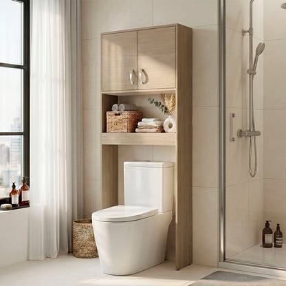 Optimizer Over-the-Toilet Bathroom Cabinet with 2-Door Compartment with 2 Interior Shelves and One Display Shelf
