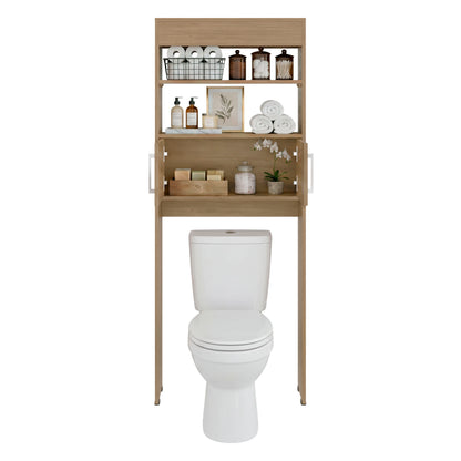 TUHOME Madrid Over The Toilet Cabinet with Double Door Storage, Two Spacious Shelves, Space-Saving Bathroom Organizer for Toiletries, Towels and Essentials, Modern Freestanding Design.