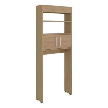 TUHOME Madrid Over The Toilet Cabinet with Double Door Storage, Two Spacious Shelves, Space-Saving Bathroom Organizer for Toiletries, Towels and Essentials, Modern Freestanding Design.
