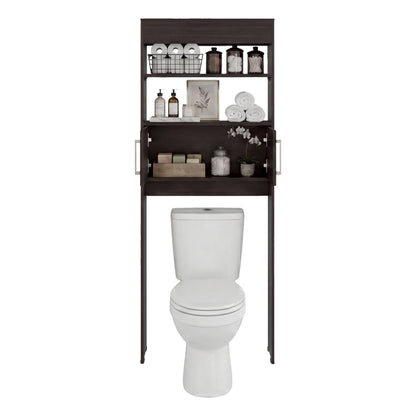 TUHOME Madrid Over The Toilet Cabinet with Double Door Storage, Two Spacious Shelves, Space-Saving Bathroom Organizer for Toiletries, Towels and Essentials, Modern Freestanding Design.