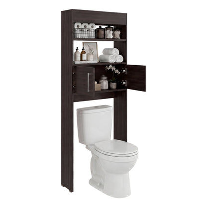 TUHOME Madrid Over The Toilet Cabinet with Double Door Storage, Two Spacious Shelves, Space-Saving Bathroom Organizer for Toiletries, Towels and Essentials, Modern Freestanding Design.