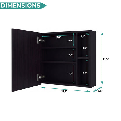Oman Medicine Cabinet with Mirrored Single Door, Three Interior Shelves, Dual External Display Shelves and Spacious Top Surface for Organized Bathroom Storage, Daily Essentials Access