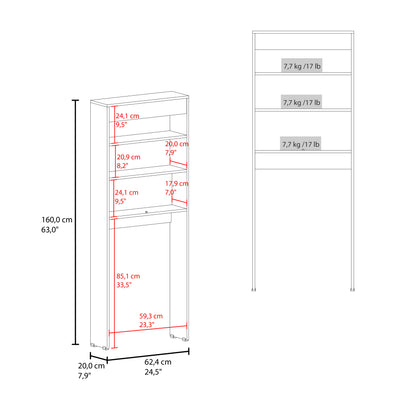 Over-the Toilet Compact Bathroom Cabinet with 2 Open Display Shelves and 2-Door Cabinet