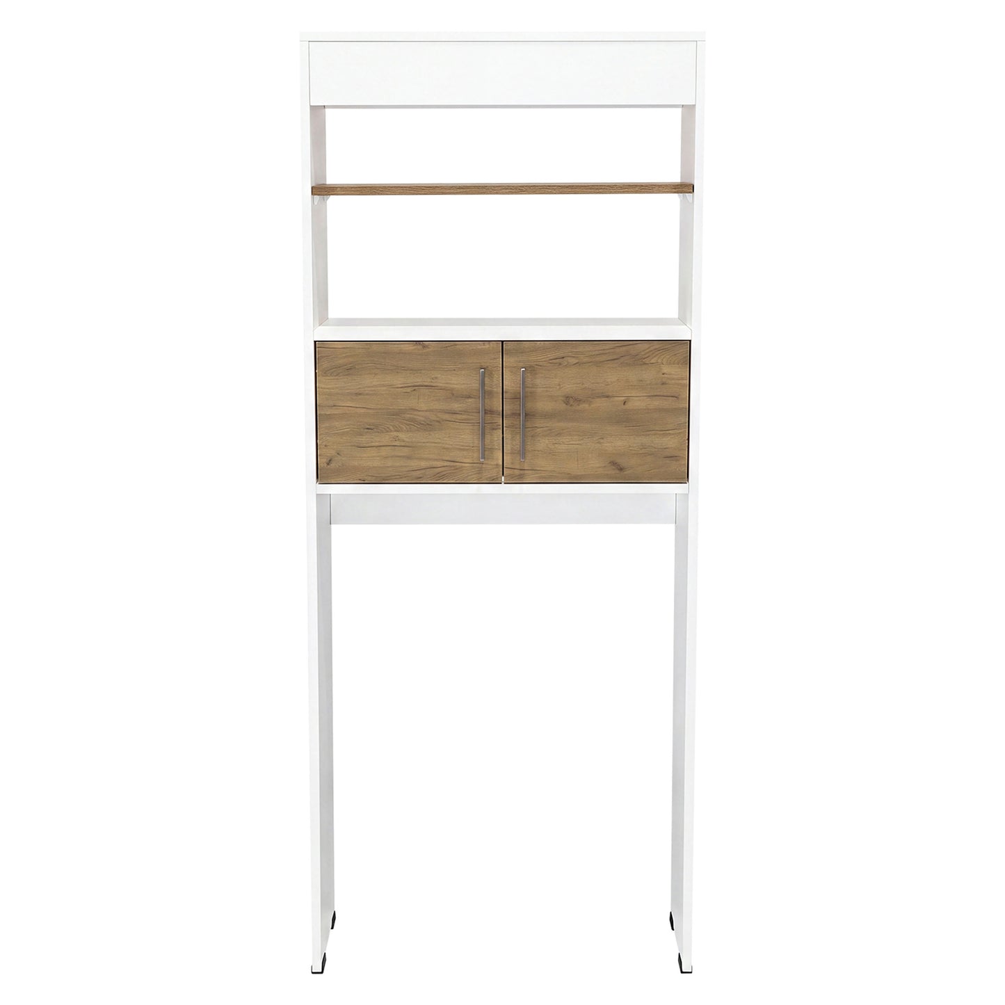 Over-the Toilet Compact Bathroom Cabinet with 2 Open Display Shelves and 2-Door Cabinet
