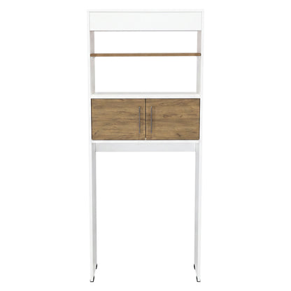 Over-the Toilet Compact Bathroom Cabinet with 2 Open Display Shelves and 2-Door Cabinet