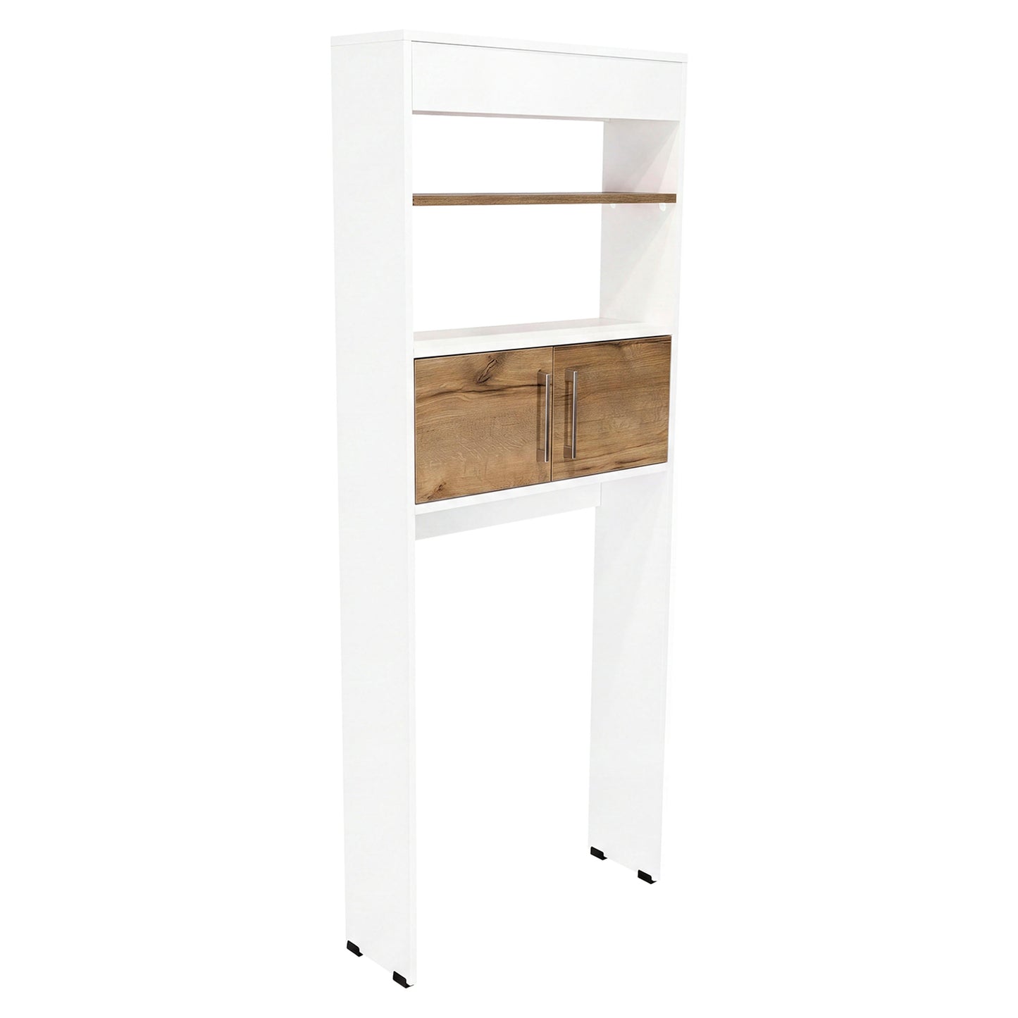 Over-the Toilet Compact Bathroom Cabinet with 2 Open Display Shelves and 2-Door Cabinet
