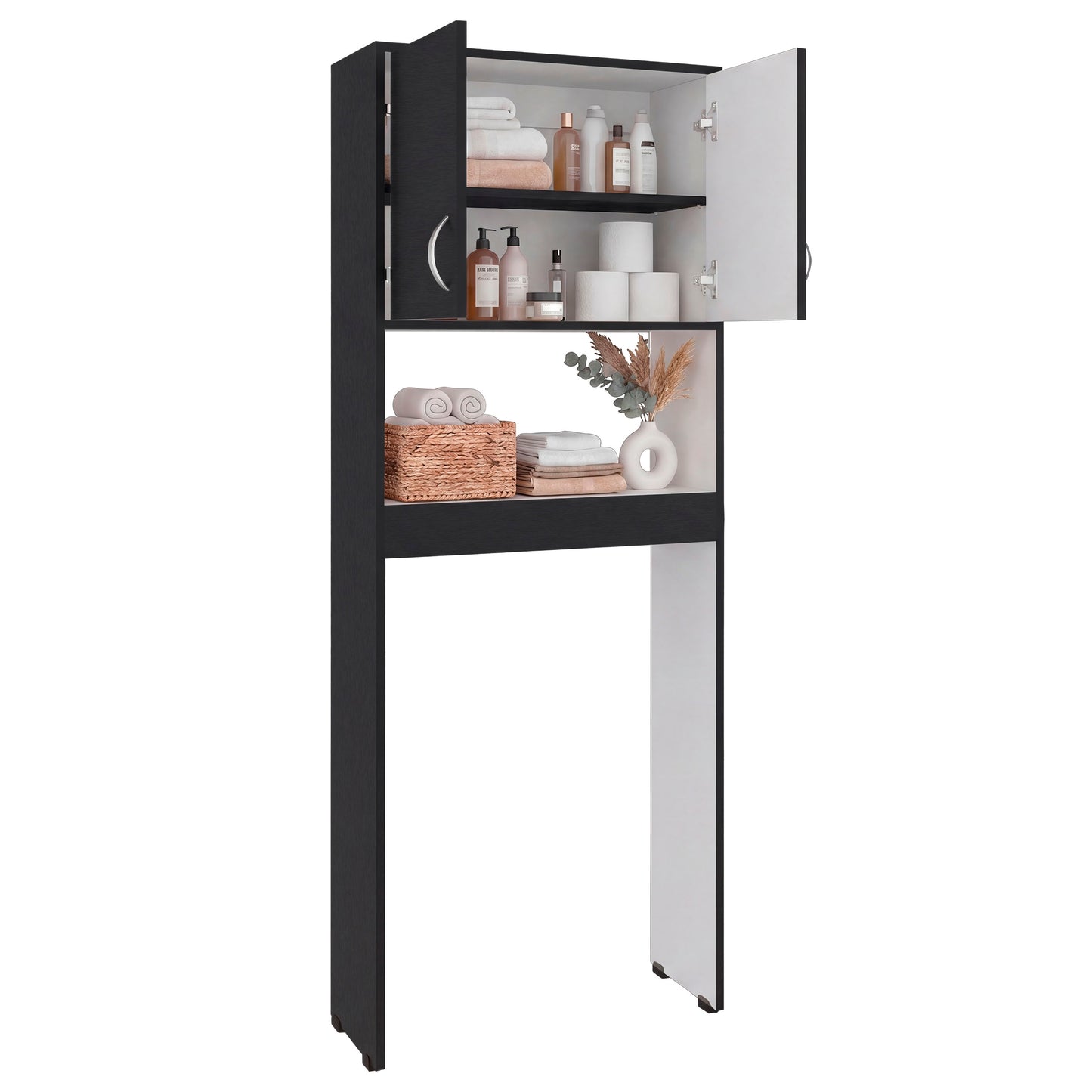 Optimizer Over-the-Toilet Bathroom Cabinet with 2-Door Compartment with 2 Interior Shelves and One Display Shelf