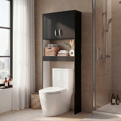 Optimizer Over-the-Toilet Bathroom Cabinet with 2-Door Compartment with 2 Interior Shelves and One Display Shelf