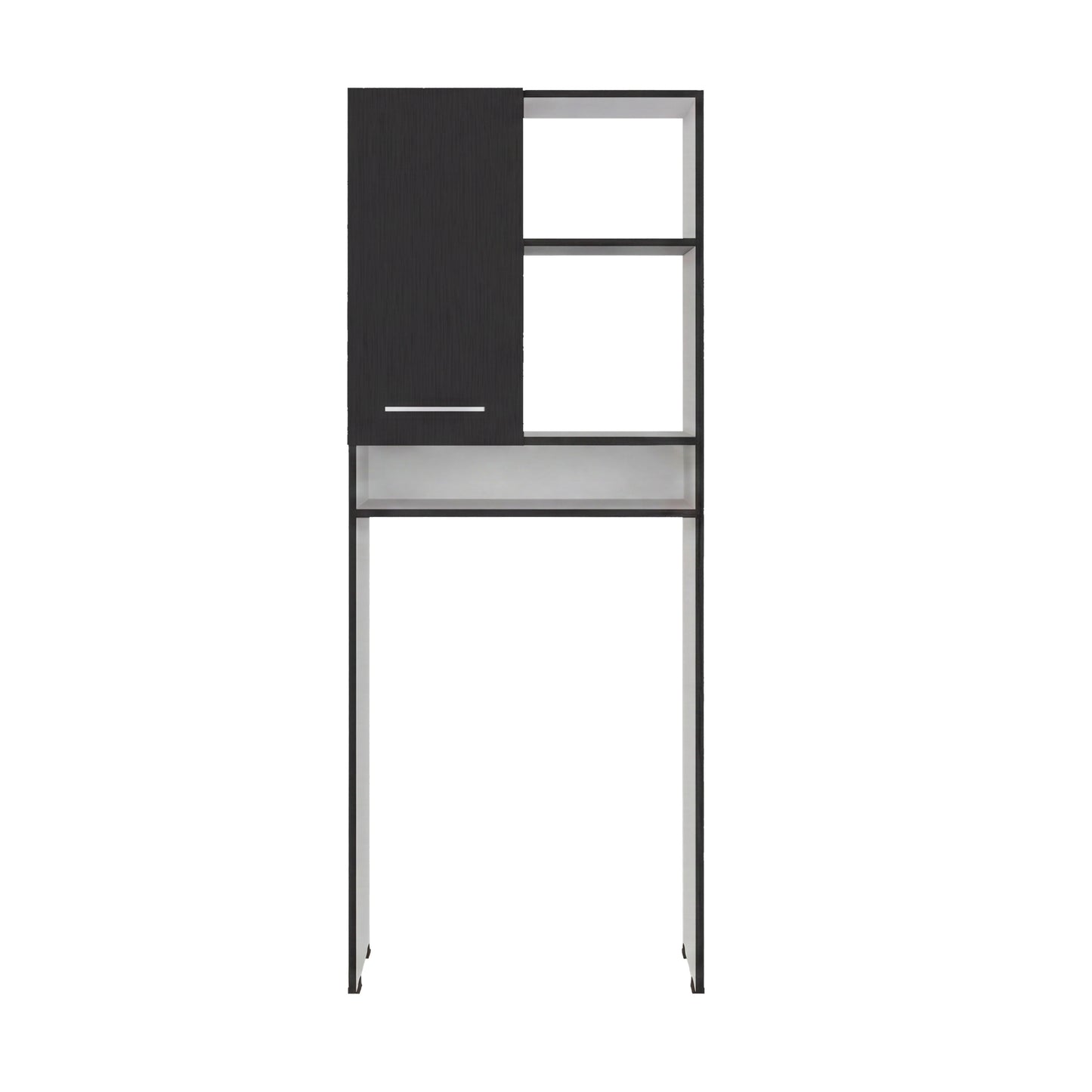Over-the-Toilet Bathroom Storage Cabinet with One Door Cabinet and 3 Open Display Shelves