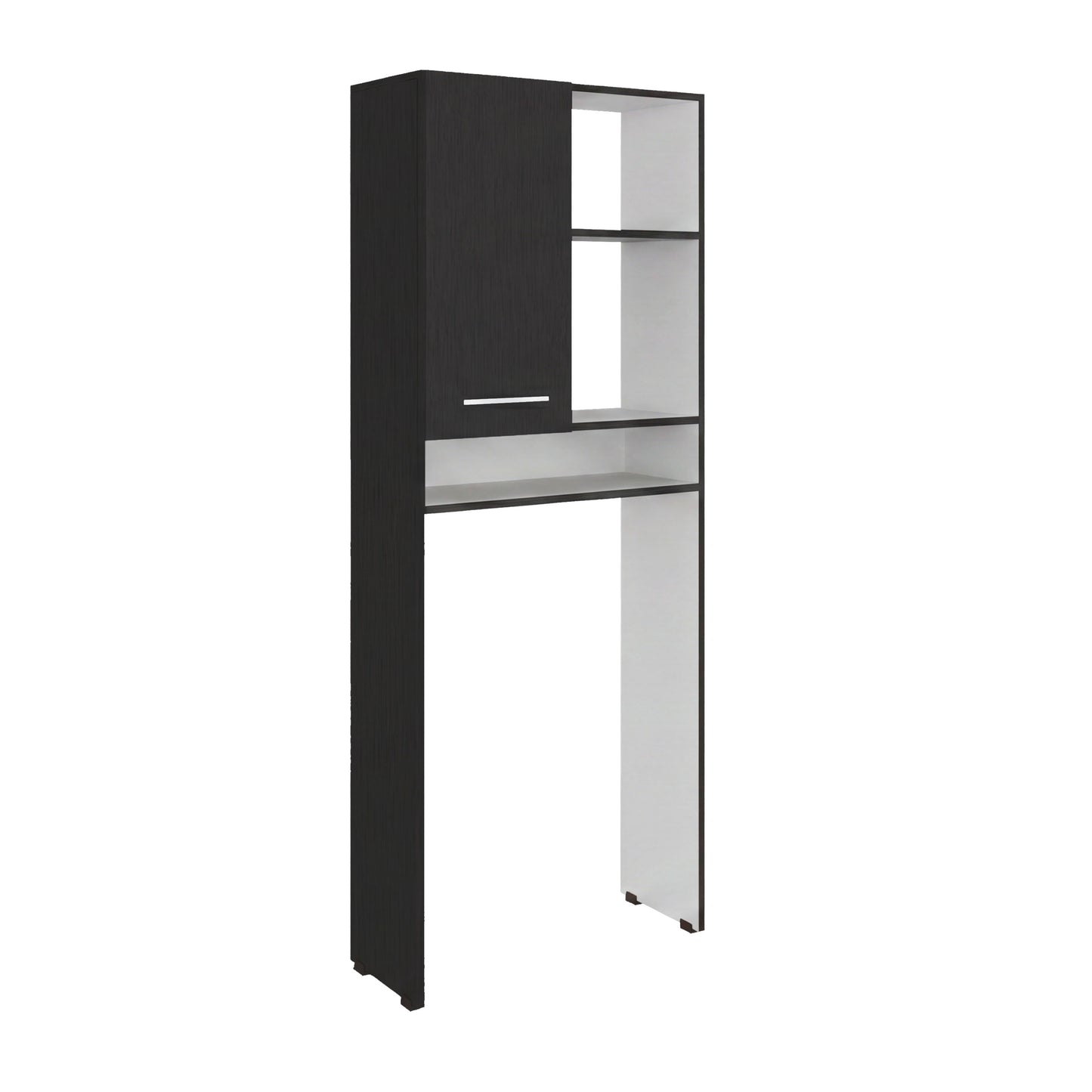 Over-the-Toilet Bathroom Storage Cabinet with One Door Cabinet and 3 Open Display Shelves