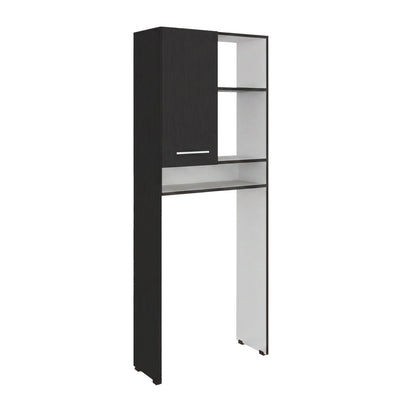 Over-the-Toilet Bathroom Storage Cabinet with One Door Cabinet and 3 Open Display Shelves