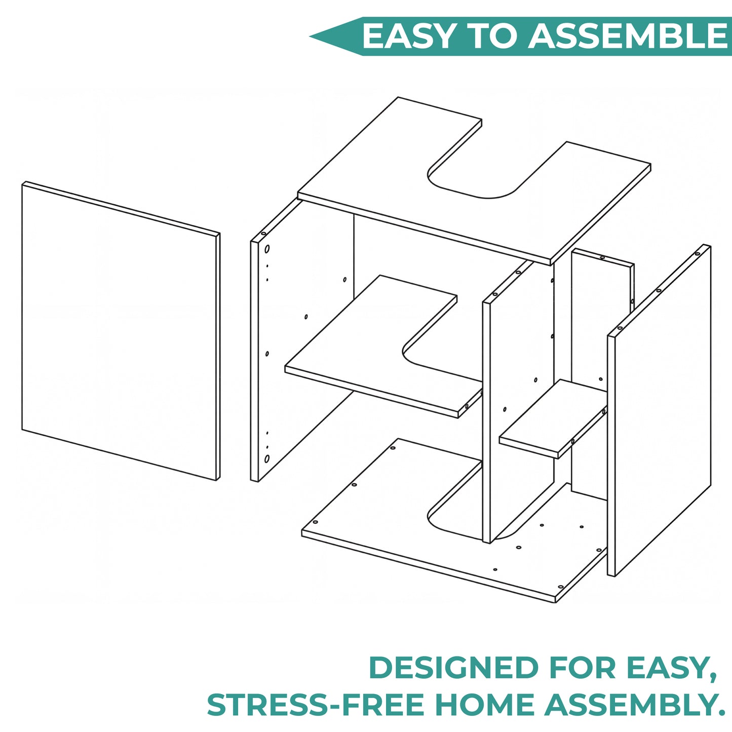 Pascuale Two Side Shelves Under Sink Cabinet with One Door, Cut-Out Back, Compact 22” Freestanding Bathroom Storage, Minimalist Design for Small Spaces, Ideal for Guest Bathrooms or Powder Rooms