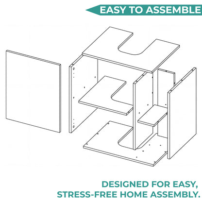 Pascuale Two Side Shelves Under Sink Cabinet with One Door, Cut-Out Back, Compact 22” Freestanding Bathroom Storage, Minimalist Design for Small Spaces, Ideal for Guest Bathrooms or Powder Rooms