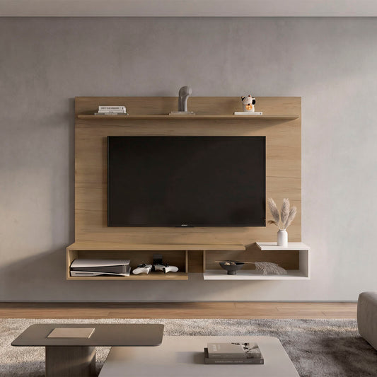 Desa 65" TV Stand with 5 Open Shelves, Modern Media Console for Living Room Entertainment Storage