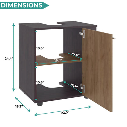 Phillips Under Sink Cabinet with Double Doors, Wide Freestanding Storage Unit with Open Back for Plumbing Access, Concealed Storage for Bathroom or Laundry Room Essentials, Modern Design