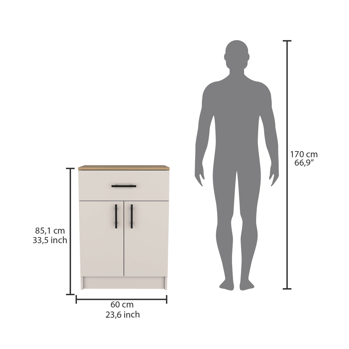 Mayorca Multistorage Pantry Cabinet, One Drawer, Two Interior Shelves