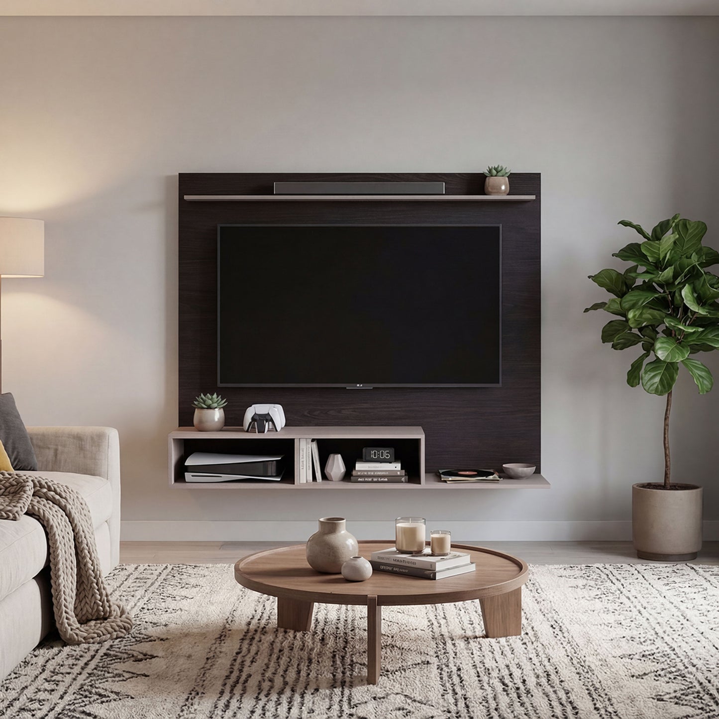 Munt 70" TV Stand with 5 Open Shelves, Modern Media Console for Living Room Entertainment Storage