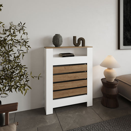 Radiator Cover Mistral Cabinet with Slatted Panel, Modern Home Furniture for Heating Units, Ventilated Decorative Enclosure